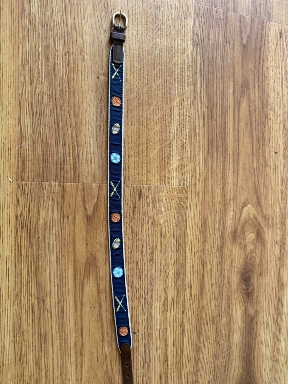 Talbots Navy Kids Belt with Multicolor Sports Stitching